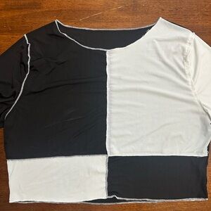 Black and White Colorblock Top
